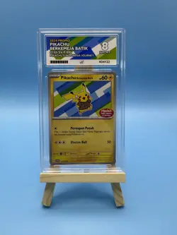 Pokemon Pikachu Promo Card 155/Sv-p Berkemeja Batik ACE 8 Graded Card - Image 1
