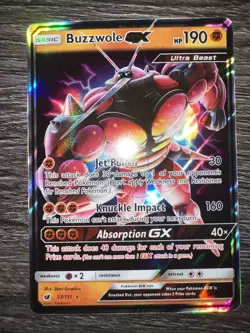 Buzzwole GX 57/111 Pokemon TCG Sun Moon Sm-Crimson Invasion Holo (Near Mint) - Image 2