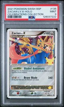 2021 POKEMON SWSH BLACK STAR PROMO CELEBRATIONS COLL #135 ZACIAN LV.X-HOLO PSA 9 - Image 1