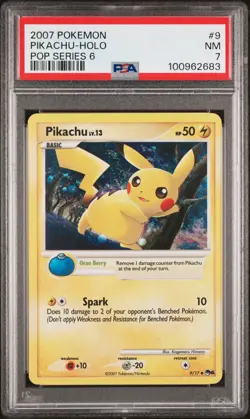 2008 POKEMON POP SERIES 6 PIKACHU #9 HOLO FOIL PSA 7 NM #100962683 - Image 1