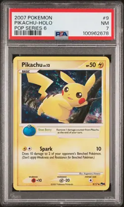 2008 POKEMON POP SERIES 6 PIKACHU #9 HOLO FOIL PSA 7 NM #100962678 - Image 1