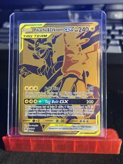 Pokemon TCG Zekrom and Pikachu GX SM248 2021 Black Star Promo Gold Full Art NM - Image 1