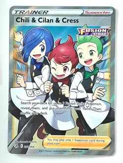 Chili & Cilan & Cress 258/264 Ultra Rare Fusion Strike Pokemon Missing Ink - NM - Image 1