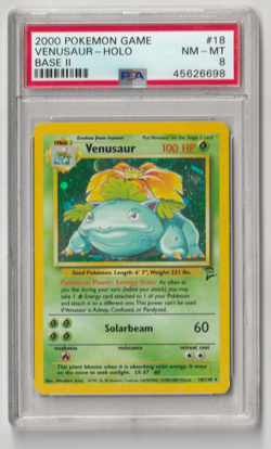 Venusaur Base Set 2- 2000 Pokemon Holo 18/130 PSA 8 Near Mint - Mint - Image 1