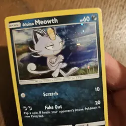 ALOLAN MEOWTH SM43 SUN & MOON BLACK STAR PROMO HOLO POKEMON CARD 2017 MP SWIRL - Image 2