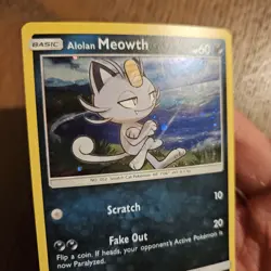 ALOLAN MEOWTH SM43 SUN & MOON BLACK STAR PROMO HOLO POKEMON CARD 2017 MP SWIRL - Image 3