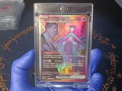 Team Rocket's Mewtwo EX 231/182 Pokemon Card Near Mint Condition FAN ART - Image 3