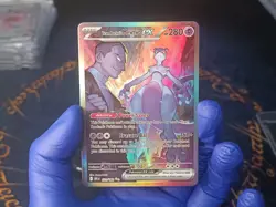 Team Rocket's Mewtwo EX 231/182 Pokemon Card Near Mint Condition FAN ART - Image 5