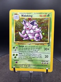 Nidoking 11/130 - Holo Rare Base Set 2 Pokemon Card SWIRL - Image 1