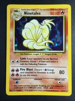 Pokemon TCG Ninetales Base Set Holo Unlimited Rare Card 12/102 NM - Image 1