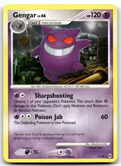 Gengar 17/99 Non-Holo Pokemon Card Rare Arceus Moderate Play - Image 1