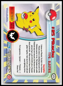Pikachu #25 Blue Logo Topps Holo Foil Pokemon TV Animation Card - Image 2