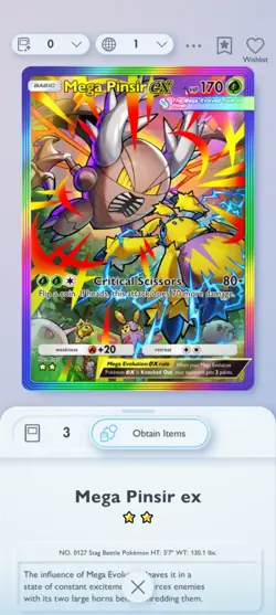 Pokemon Tcg Pocket Trading Cards For Trade 2 Star Mega Pinsir X2 - Image 2