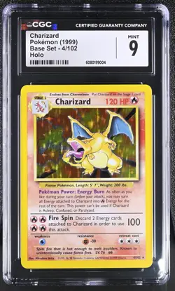 CGC 9 MINT Charizard 1999 Base Set 4/102 Holo Pokemon Card - Image 1