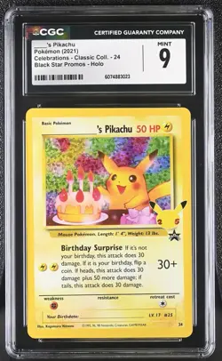 2021 Pokemon Celebrations Classic Collection Birthday Pikachu CGC 9 - Image 1