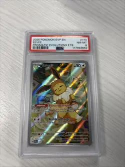Pokemon 2025 SVP EN-SV Black Star Promo Prismatic Evolutions ETB 173 Eevee PSA 8 - Image 1