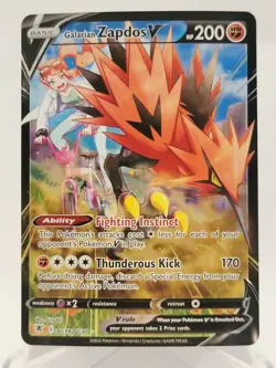 Pokemon Galarian Zapdos V TG19/TG30 SWSH10: Astral Radiance Trainer Gallery NM - Image 1