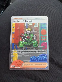 2025 Pokemon TCG Mega Evolution Lt. Surge's Bargain SIR Special Illustration 185 - Image 2