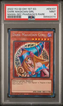 Yu-Gi-Oh! Dark Magician Girl MAMA-EN107 Secret Pharaoh’s Rare 1st Edition PSA 9 - Image 1