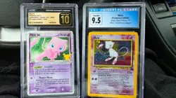 Two graded pokemon cards cgc pristine 10 Mew and CGC 9.5 Mew Black Star Promo. - Image 1