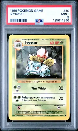 Pokemon Card Ivysaur 30/102 Base Set 1999 PSA 9 MINT - Image 1
