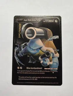 RARE Blastoise Super Water Arrow Turtle Black Foil Fan Art Display Card NM - Image 1