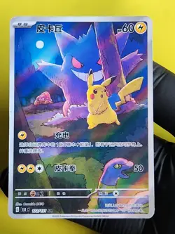 Custom Made: 2025 Pokemon Chinese Pikachu Gengar AR 172/151 151C FAN MADE Card - Image 1