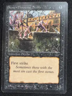 Stone-Throwing * Devils MTG Arabian Nights 1993 | Black Common | Lightly Played - Image 1