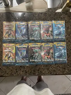 Pokemon TCG Sun and Moon Base Set Booster Pack Complete Art Set of 5 lot - Image 1