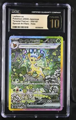 CGC 10 PRISTINE Pokemon Leafeon EX 200/187 sv8a Terastal Festival 2024 Japanese - Image 1