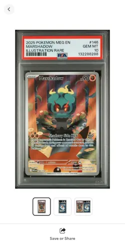 2025 POKEMON MEG EN-MEGA EVOLUTION ILLUSTRATION RARE #146 MARSHADOW PSA 10 - Image 2