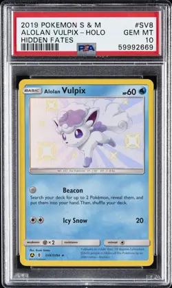 2019 POKEMON SUN & MOON HIDDEN FATES #SV8 ALOLAN VULPIX-HOLO PSA 10 - Image 1
