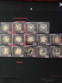 Pokemon Striking Popping Candy 24k Gold Plated Sticker Lot 14 Including Pikachu - Image 1