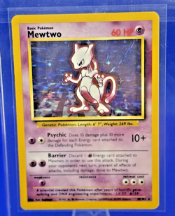 Pokemon TCG Base Set Mewtwo Holo Card 10/102 Vintage Rare MP/HP Unlimited 1999 - Image 1