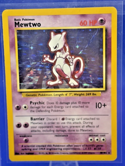 Pokemon TCG Base Set Mewtwo Holo Card 10/102 Vintage Rare MP/HP Unlimited 1999 - Image 2