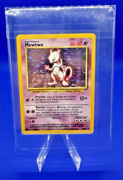 Pokemon TCG Base Set Mewtwo Holo Card 10/102 Vintage Rare MP/HP Unlimited 1999 - Image 4