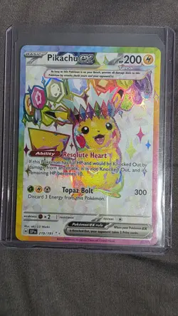 Pokemon Pikachu EX TCG Sv08: Surging Sparks Ultra Rare Holo Card 219/191 - Image 1