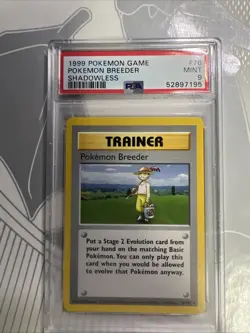 PSA 9 - Pokemon POKEMON BREEDER 76/102 - SHADOWLESS BASE SET Trainer - MINT - Image 1