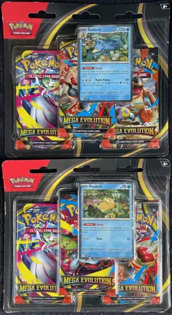 Pokemon TCG Mega Evolution (Lot of 2) 3-Pack Blister Packs W/ Golduck & Psyduck - Image 1