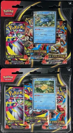 Pokemon TCG Mega Evolution (Lot of 2) 3-Pack Blister Packs W/ Golduck & Psyduck - Image 2