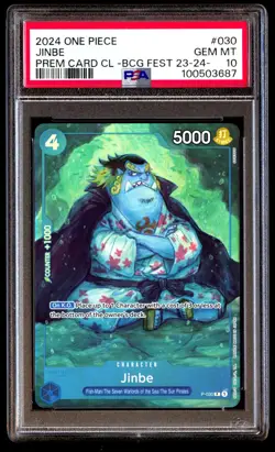 PSA 10 Gem Mint Jinbe P-030 Premium Card CL 2024 English ONE PIECE TCG - Image 1