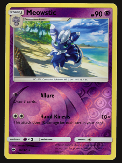 Pokemon TCG Meowstic Burning Shadows 60 Sun & Moon Reverse Holo NM Card - Image 1