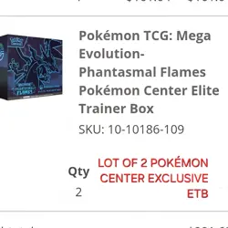 Pokemon Phantasmal Flames Pokemon Center ETB PRESALE Lot of 2 SHIPS 11/14 - Image 1