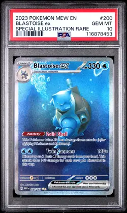 2023 POKEMON MEW EN-151 SPECIAL ILLUSTRATION RARE #200 BLASTOISE EX PSA 10 - Image 1