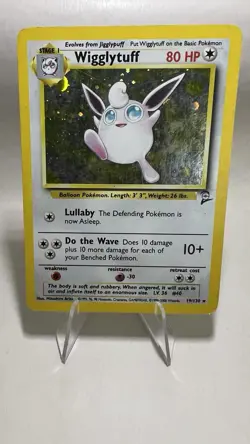 Wigglytuff Rare Holo Pokemon Card English 1999 Vintage 19/130 Good Base Set 2 - Image 1