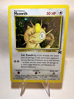Meowth Rare Holo Swirl Promo Pokemon Card English 1999 Vintage 10 Excellent WBSP - Image 1