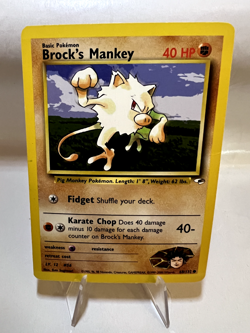 Brock's Mankey Pokemon Card EN 1999 Vintage 68/132 Lightly Played Gym Heroes - Image 1