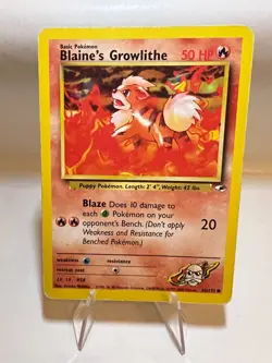 Blaine's Growlithe Vintage Pokemon Card English 2000 Good Gym Heroes - Image 1