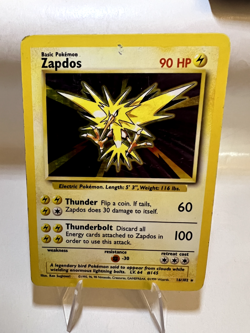 Zapdos Rare Holo Pokemon Card English 1999 Vintage 16/102 Good Base Set - Image 1