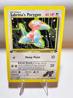 Sabrina's Porygon 1. Edition Vintage Pokemon Card EN Very Good Gym Challenge - Image 1
